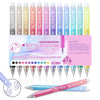 A set of 12 erasable gel pens in various colors and shades displayed in a box.