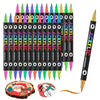 A set of black dual-tip acrylic markers in various colors and tips for crafting