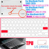 Ultra-thin TPU keyboard cover for MacBook Pro with a red keycap shown alongside the product.