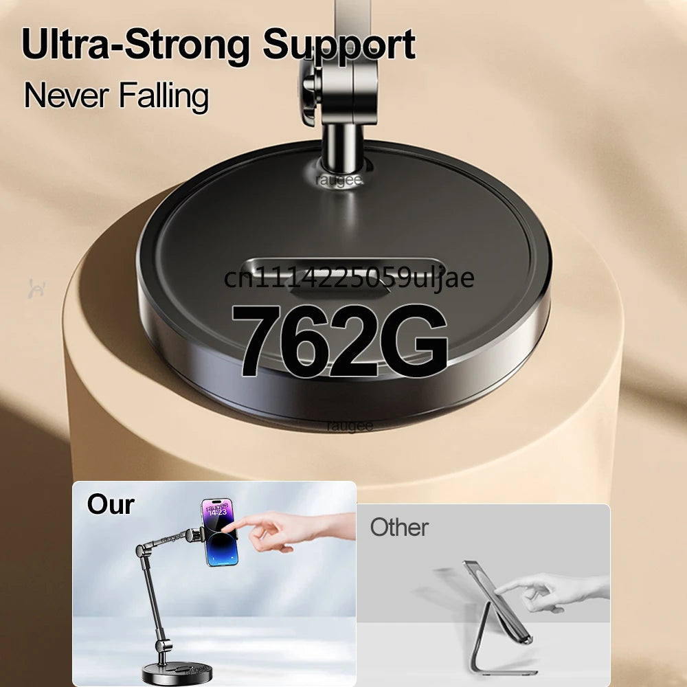 A black multi-angle adjustable phone holder stand with a strong support mechanism shown on a light background.