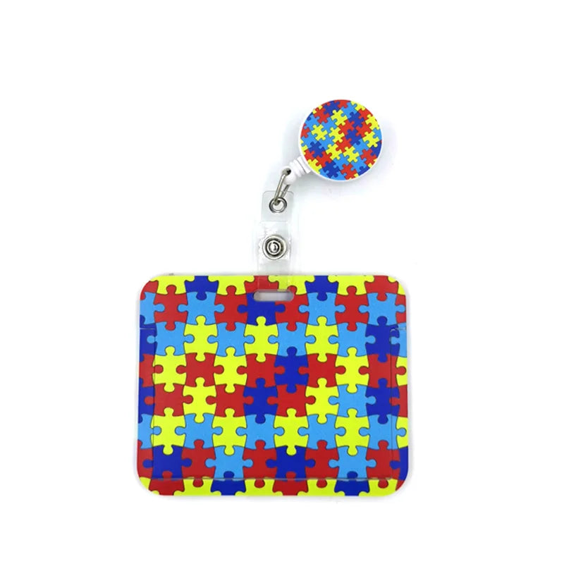 Buntes Puzzle-Teil-Muster-Lanyard Schlüsselring für ID-Karten und Handys.