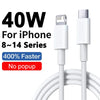 A white 40W USB-C fast charger and cable for iPhone devices.