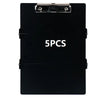 Black A4 foldable medical clipboard with a silver clasp and the text 5PCS visible on the front.