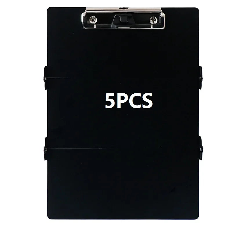 Black A4 foldable medical clipboard with a silver clasp and the text 5PCS visible on the front.