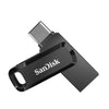 Black SanDisk Ultra Dual Drive flash drive with a metal clip and USB connectors