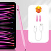 A pink precision magnetic stylus pen and charging cable with a gift box shown on a white background.