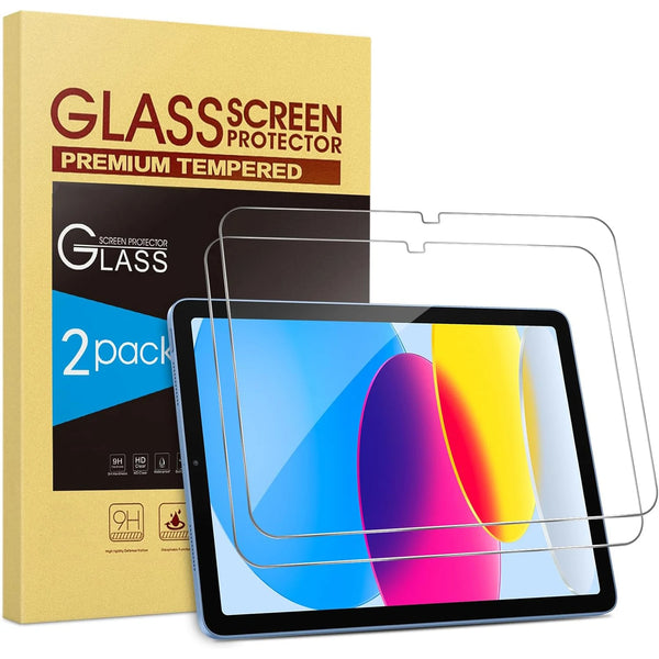 Une boîte de protecteurs d'écran en verre et un cadre en plastique transparent pour un protecteur d'écran d'iPad.