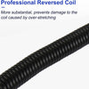 A close-up view of a black professional reversed coil cable for USB-C connections.
