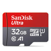 Rote und graue SanDisk Ultra Speicherkarte mit 32 GB, kompatibel für iPhone A1 Geräte.
