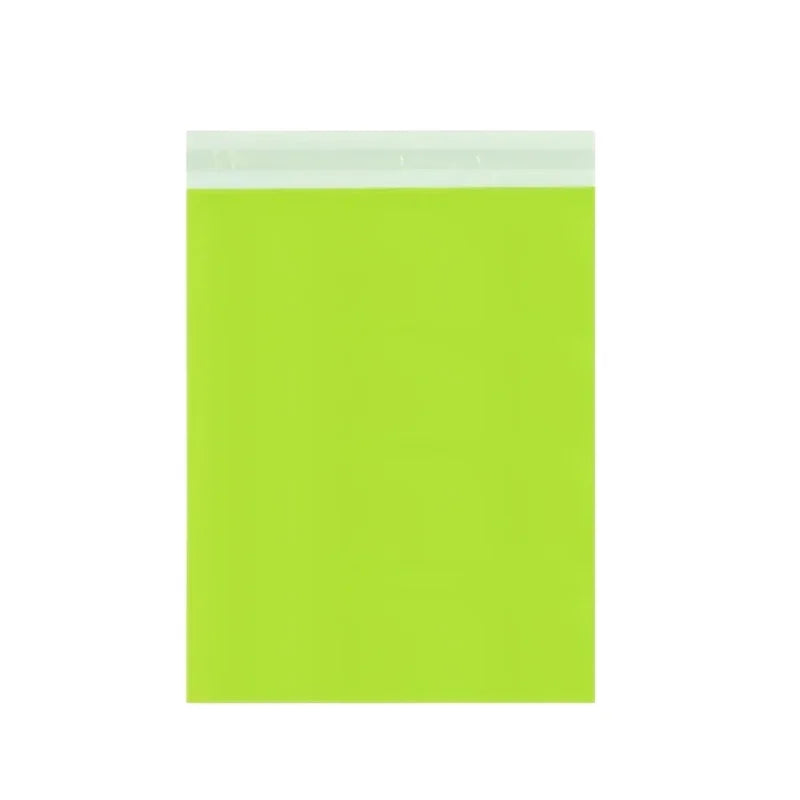 A bright lime green reusable self-sealing packaging bag.