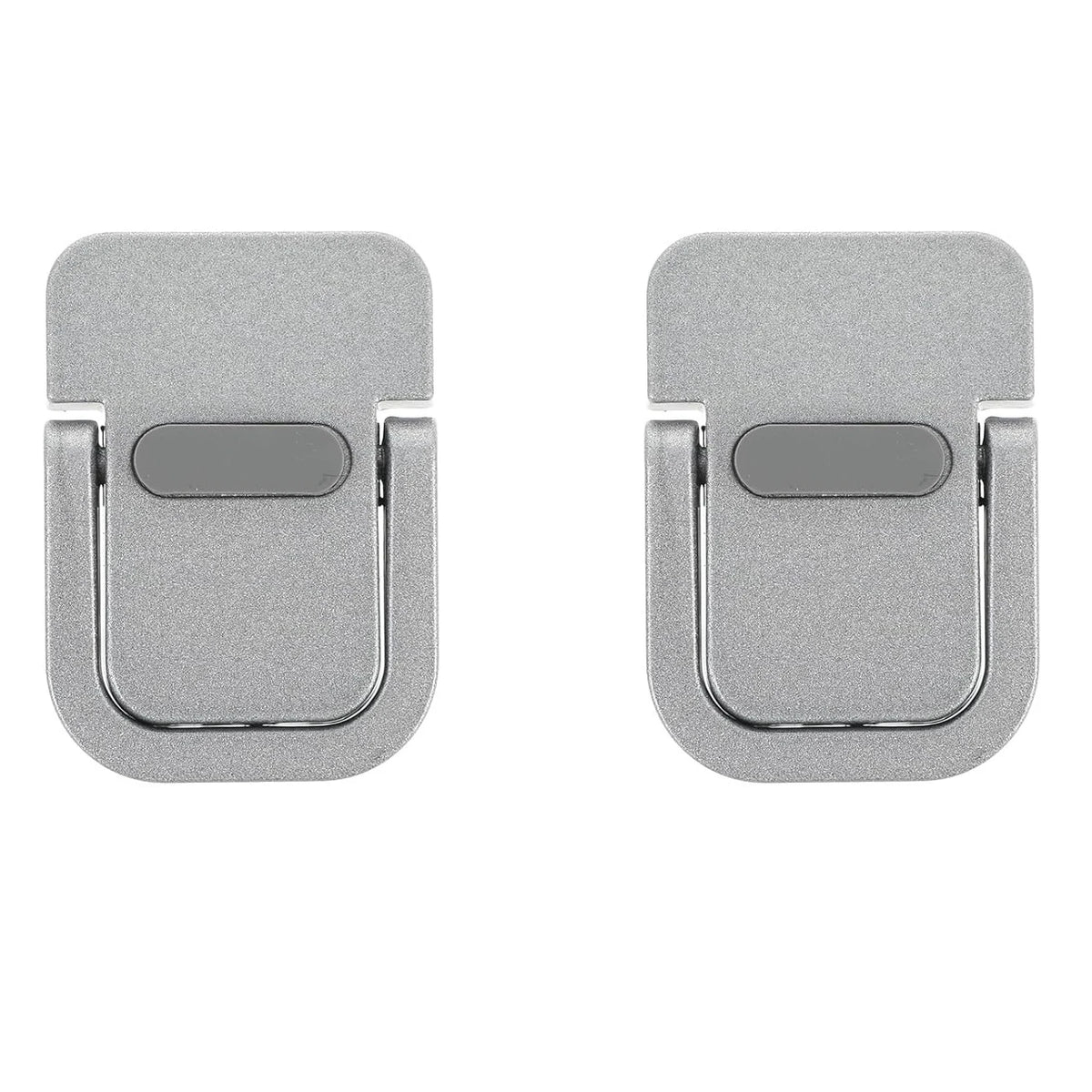 A pair of silver dual angle adjustable keyboard riser stands.