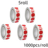 Roll of 5 roll dot labels with 1000 pieces per roll