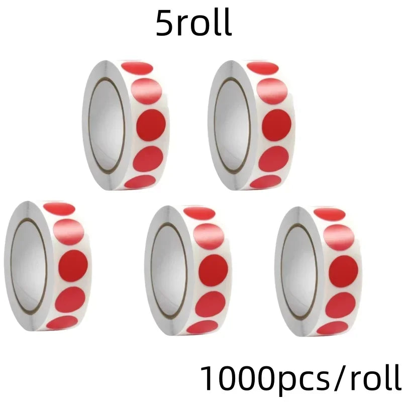 Roll of 5 roll dot labels with 1000 pieces per roll