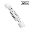 White OTG USB Multi-Function Card Reader/Writer adapter with two white connectors