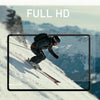 A full HD image of a snowboarder descending a snowy mountain slope.