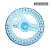 A precision stainless steel measuring ruler set with a circular scale and a transparent plastic body.