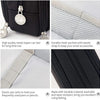 A black pencil pouch with a metal zipper and mesh pockets, showing various features like elastic pen slots.