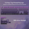 Set aus 132 top-gedruckten Keycaps für mechanische Tastaturen in lila und schwarz mit Shine-Effekt