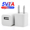 White universal USB wall charger cube with two metal charging pins for iPhone devices