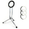 Silver magnetic phone tripod stand with a circular clamp and mounting bracket