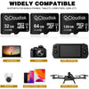 A collection of high-speed U3 microSD memory cards for various devices including notebooks, cameras, game consoles, and aeria
