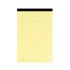 A yellow lined writing pad with a black cover.