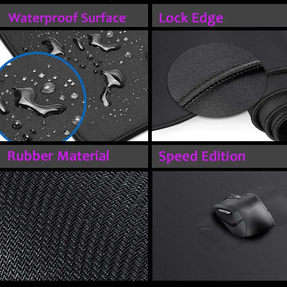 Alfombrilla de escritorio negra antideslizante con superficie impermeable, borde de bloqueo, material de goma y diseño edició