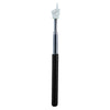 A silver retractable teacher pointer stick with a white tip and black grip.