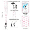 A pink lanyard and detachable buckle are shown alongside a soft fabric lanyard and a restractable key chain.