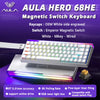 AULA HERO 68HE magnetic switch keyboard featuring white keys and RGB lighting