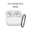 White silicone protective case with keychain for AirPods Pro 3 earbuds