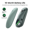 A side view of a green wireless mouse with an On/Off switch and Auto Sleep Mode feature.