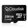 A black microSD card labeled Cloudisk 256 GB Class 10