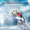Close-up view of a fast charging cable with multiple layers including tinned copper core and shielding protection.