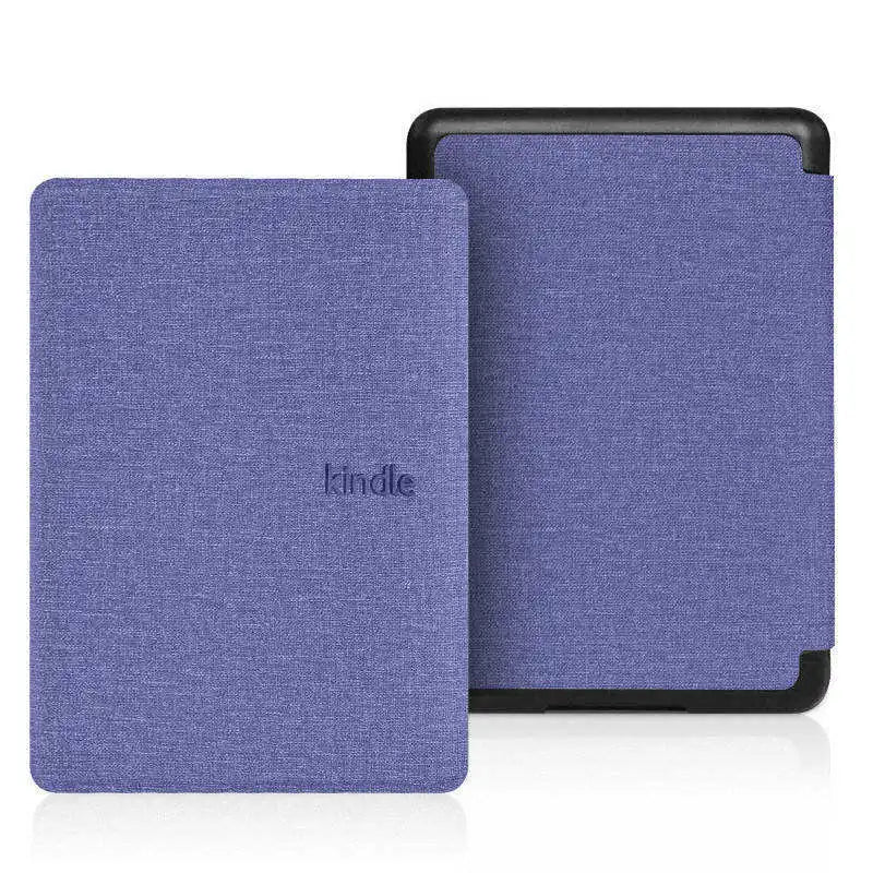 A dark purple magnetic protective case for a Kindle e-reader.