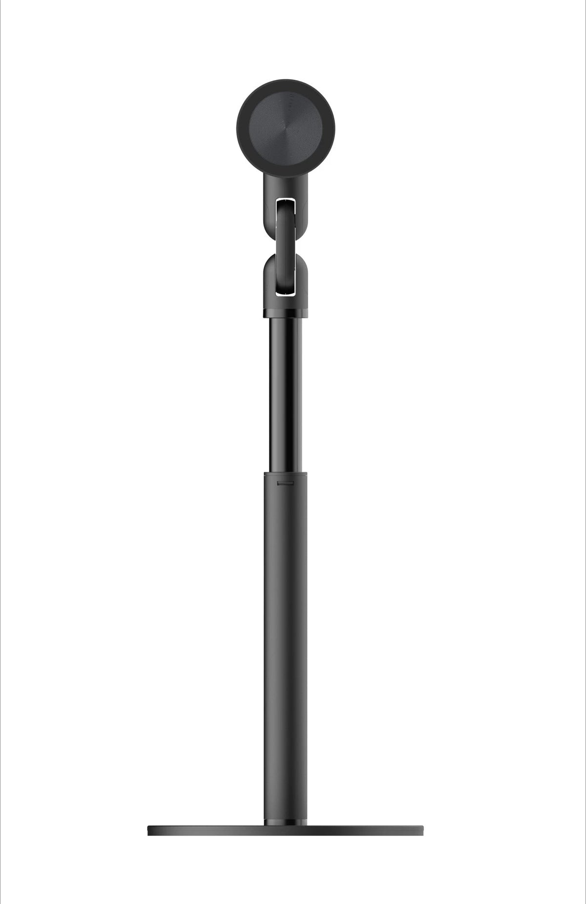 A black 5-axis magnetic phone and tablet stand with a circular mount.