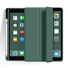 A green premium TPU protective case for an iPad showing various app icons.