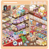 A colorful display of cute 3D stickers and accessories for a DIY pocket cabin scene kit.