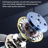 A close-up view of a professional full frequency dynamic coil unit with a composite horn and various metallic components.