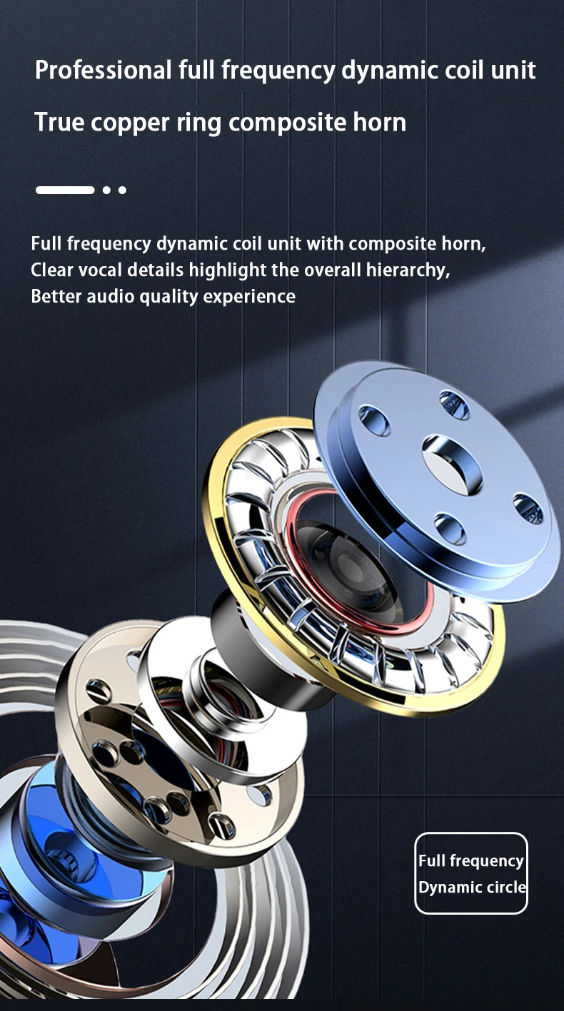 A close-up view of a professional full frequency dynamic coil unit with a composite horn and various metallic components.