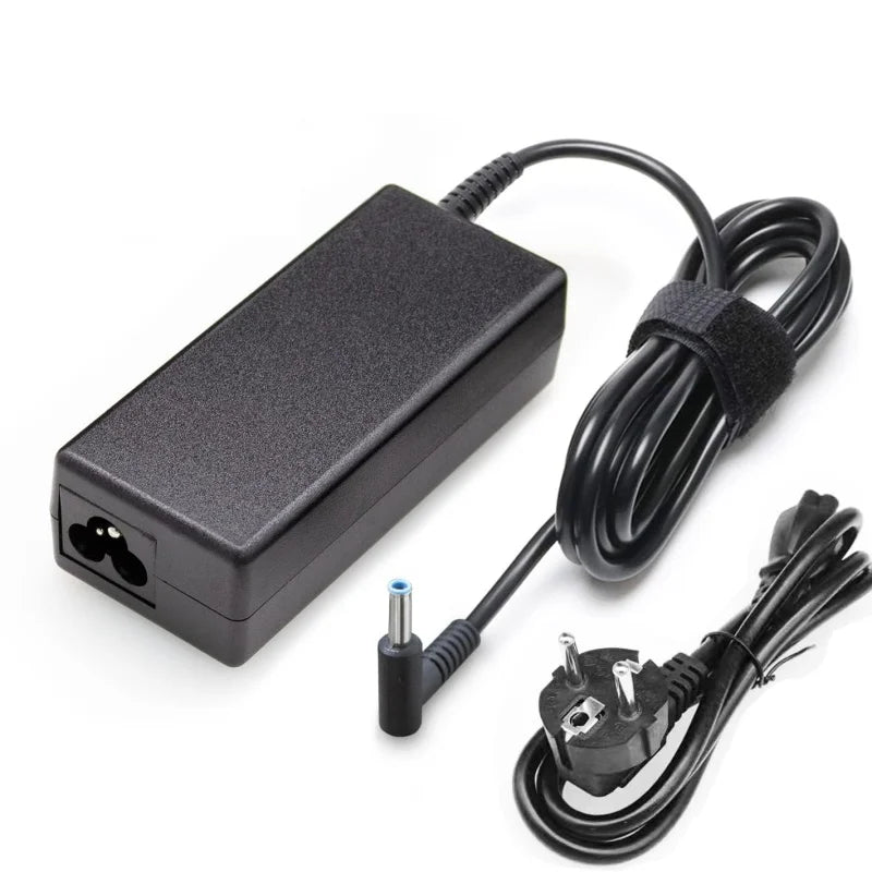 Black 65W AC adapter cable and plug for HP laptops
