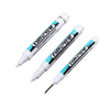 A pair of white permanent paint marker pens shown diagonally against a white background.