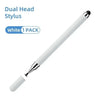 A white dual-head stylus pen is shown diagonally against a white background.