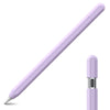 A long, slender light purple silicone protective case for a pencil, shown diagonally.