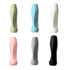 A set of five silicone pen grip sleeves in various pastel and dark colors, shown vertically.