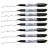 A set of twelve black permanent markers with fine tips and flexible nibs displayed against a white background.
