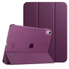 A purple slim protective case for an iPad, shown with the device inside and the matching cover.