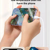 Hands hold an iPhone while it is being charged by a white adapter, demonstrating active protection and stable current.