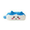 A cute blue and white Chiikawa plush pencil case with a face design.