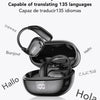 A pair of black Lenovo Erazer AI headphones shown with various language translations.
